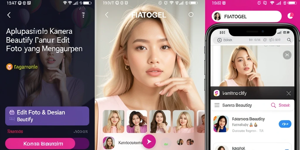 Tampilan antarmuka FIATOGEL yang modern dan intuitif untuk kamera beautify.
