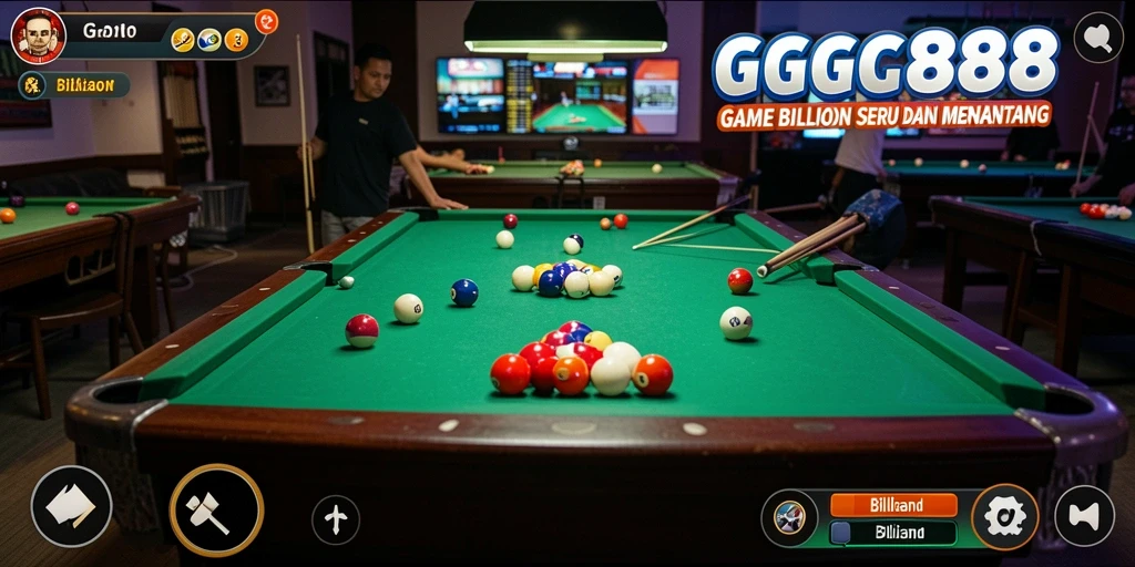 Tampilan antarmuka permainan billiard yang menarik dan responsif.