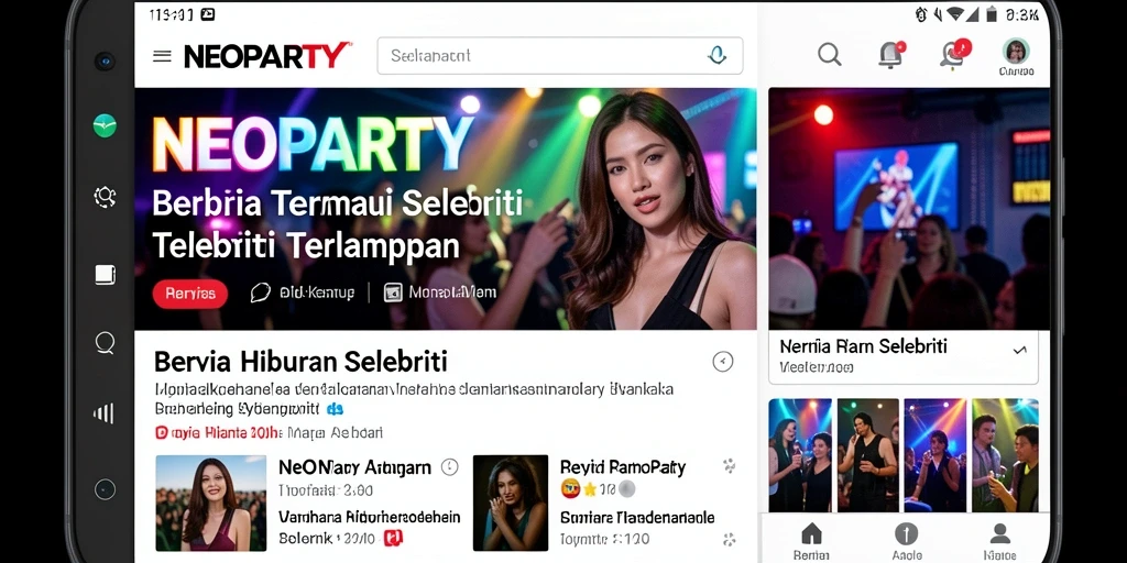 Tampilan antarmuka NEOPARTY yang menarik dan mudah dinavigasi.