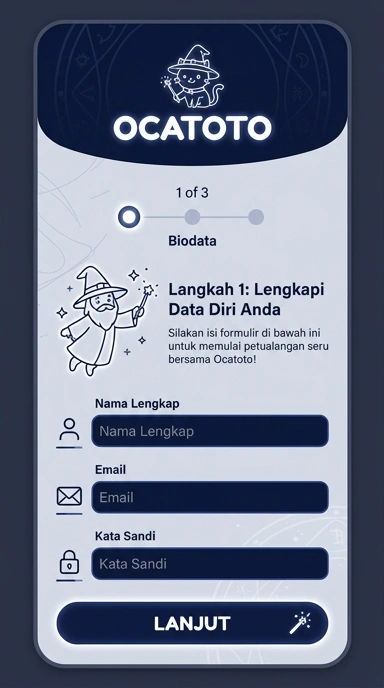 Tampilan halaman daftar ocatoto