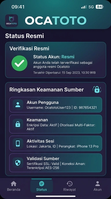 Tampilan kanal resmi ocatoto